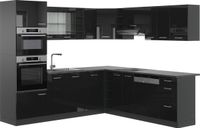 Vicco Cuisine d'angle R-Line, Noir laqué/Anthracite, 247 x 237 cm, WB Anthracite