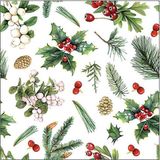 Ambiente 1 Pakje papieren lunch kerstservetten - Winter greenery white