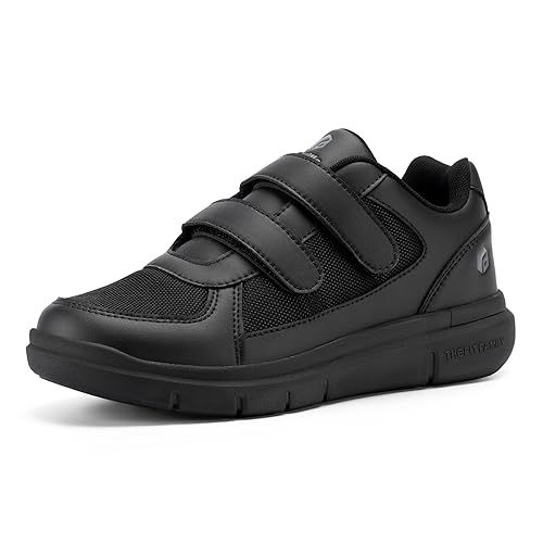 FitVille Extra Brede Wandelschoenen voor Mannen, Diabetische Schoenen voor Gezwollen Voeten met Klittenbandsluiting Zwart 46 EU x_breed
