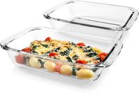 GOURMETmaxx Glazen ovenschaal voor heteluchtfriteuse & oven - set van 2 à 800 ml | bakvorm rechthoekig | kleine schaal voor bereiden, koken & serveren | glasvorm airfryer voor gratineren enz.
