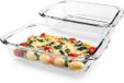 GOURMETmaxx Glazen ovenschaal voor heteluchtfriteuse & oven - set van 2 à 800 ml | bakvorm rechthoekig | kleine schaal voor bereiden, koken & serveren | glasvorm airfryer voor gratineren enz.