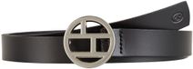Tom Tailor - Leren riem met ronde gesp - Maat 90 - black uni