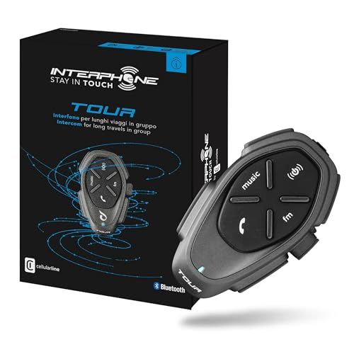 INTERPHONE TOUR - Enkel - Bluetooth-motorintercom, maximaal 4 motorrijders, afstand 1,5 km, autonomie 25 uur, snel opladen, mp3, gps, waterdicht, universeel.