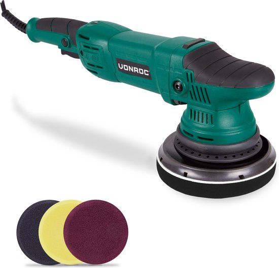 VONROC Polijstmachine - Poetsmachine – 1050W – Ø150MM – Soft start – Incl. 4 polijstschijven & steunschijf