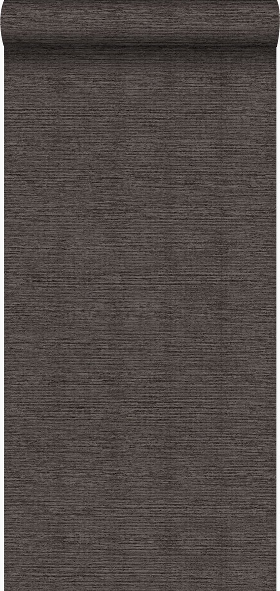 Origin Wallcoverings behang linnenstructuur donker taupe - 347381 - 53 cm x 10,05 m