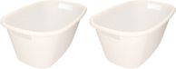 Merkloos Corbeille à linge en plastique 2 pièces Blanc 35 litres