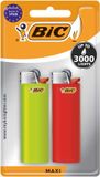 BIC Maxi vuursteen aansteker, blister van 2 stuks in geassorteerde kleuren