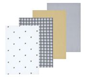 Sleepdown Bubble Bee Bedrukt & Wafel Theedoeken 100% Katoen Half Panama - Super Absorberend Luxe Hotel Kwaliteit Keukenhanddoek - Pack van 4 - Wit - 46 cm x 65 cm