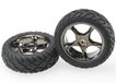 Traxxas Tires & wheels, assembled (tracer 2.2" black chrome wheels, anaconda 2.2" tires with foam inserts) (2) (bandit front) (TRX-2479A)