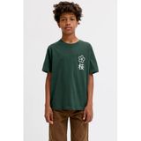 JACK & JONES JUNIOR rechtvallend T-shirt met backprint - groen