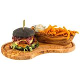 APS 1022 serveerplank Olive, 39,5 x 21 cm, hoogte 2,5 cm, met sapgroef, olijfhout, natuurlijke afwijking in vorm, nerf en grootte