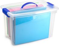 Plasticforte Opslagbox - met deksel - transparant blauw - 22 liter - 28 x 45 x 28 cm - kunststof