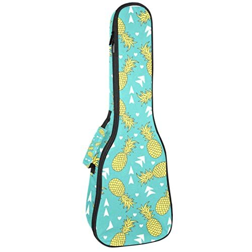 Mersov Concert Ukelele Rugzak, Heavy Duty Ukelele Case Bag met Opslag, Sopraan Concert Tenor Ukelele 10MM Gewatteerde Tas Ananas Patroon Teal