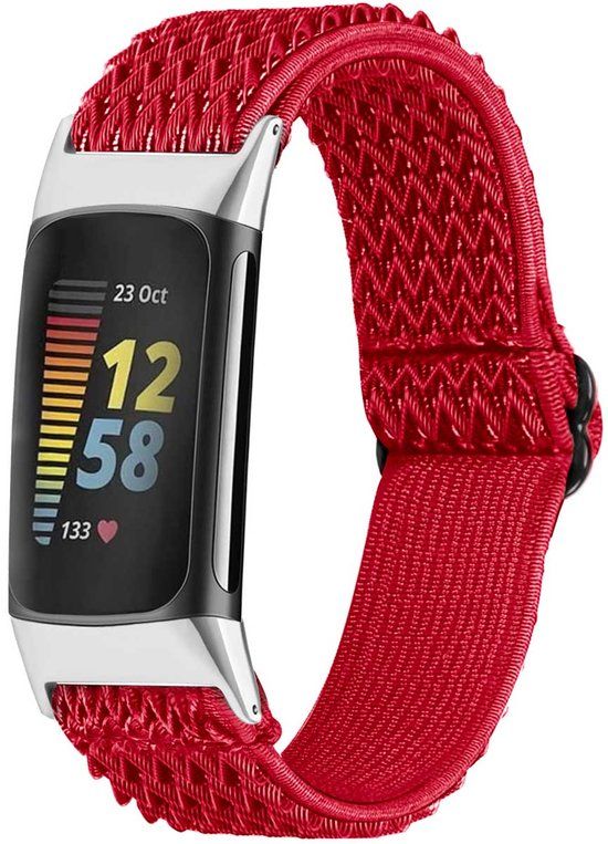 imoshion Elastisch nylon bandje voor de Fitbit Charge 5 - Rood