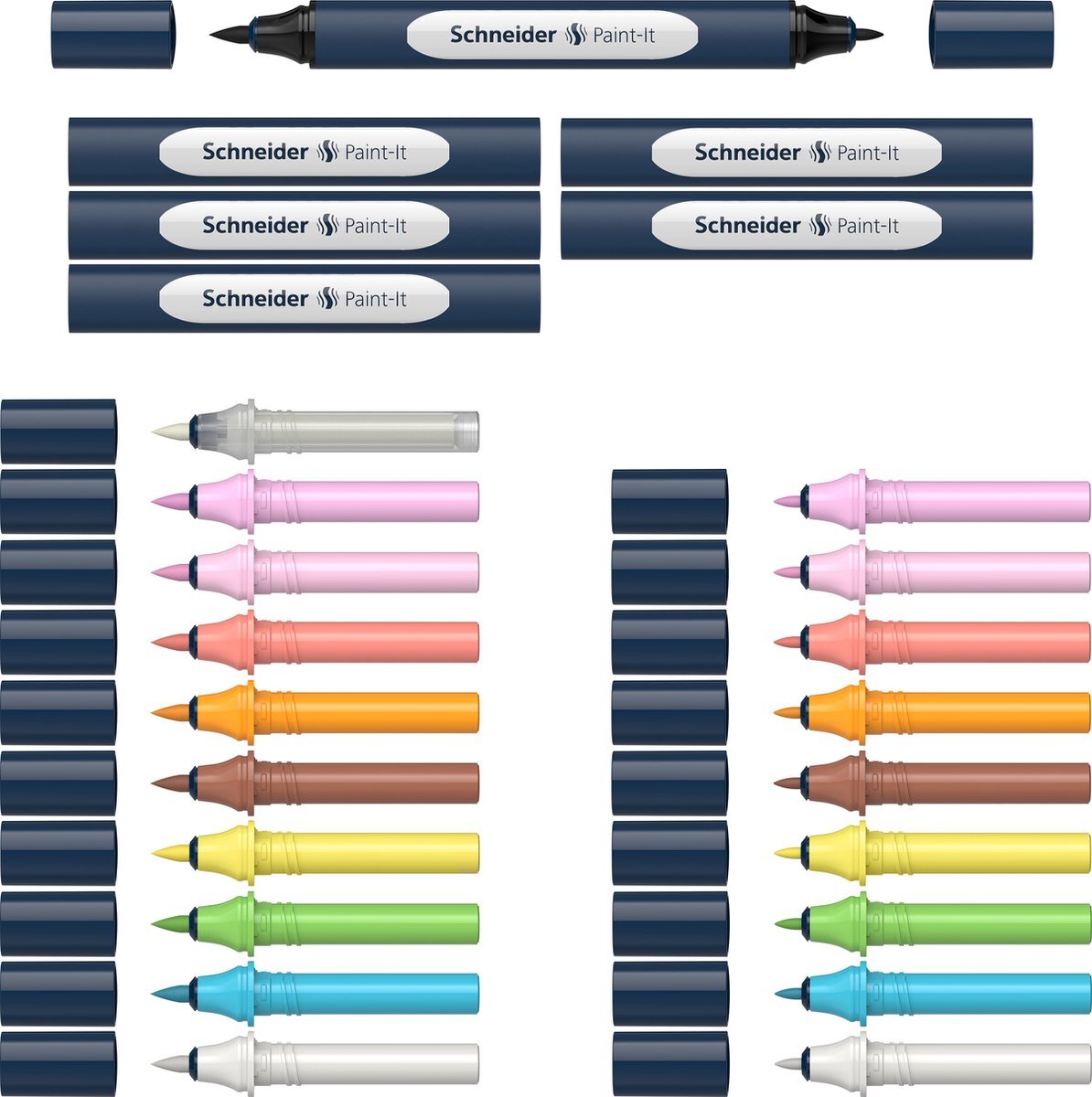 Schneider Schrijfwaren Schneider Twinmarker set - Paint-It 040 - 10 kleuren + 6 houders - S-ML04010903