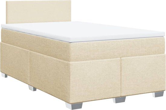 vidaXL Boxspring met matras stof crèmekleurig 120x200 cm