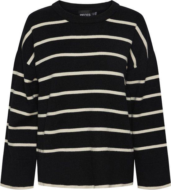 PIECES PCMATHILDE LS O-NECK KNIT NOOS Dames Trui - Zwart - Maat S