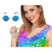 Atosa Hippie Flower Power verkleed accessoires set - ronde glazen bril blauw - peace teken ketting - Sixties thema