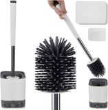 Ruhhy Toiletborstel - Wit/Grijs - Siliconen - H43 cm - Met Houder
