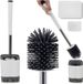 Ruhhy Toiletborstel - Wit/Grijs - Siliconen - H43 cm - Met Houder