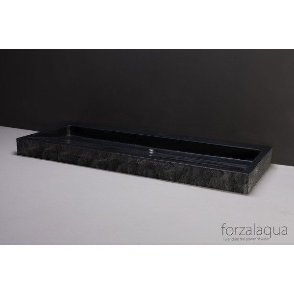 Forzalaqua Palermo wastafel 100.5x51.5x9cm rechthoek 1 wasbak 2 kraangaten graniet gezoet gekapt antraciet 8010283