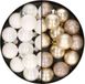 Merkloos / Sans marque Kaemingk B.V. 28x stuks kleine kunststof kerstballen champagne en parelmoer wit 3 cm - Kerstboomversiering
