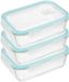 5five Vershoudbakje met deksel - 3x - glas - luchtdicht - met clips - 21 x 15 x 7 cm - 1180 ml