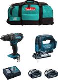 MAKITA Set MK202 (DHP482 + DJV182 + 2 x 5,0 Ah accu's + DC18RC lader + LXT600 opbergkoffer)