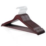 Amazon Basics Kleerhangers voor pakken, hout, set van 10, 44 cm, kersrood