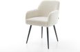 Greg-Flex Fauteuil 4 pieds conique noir velours côtelé beige ressorts ensachés