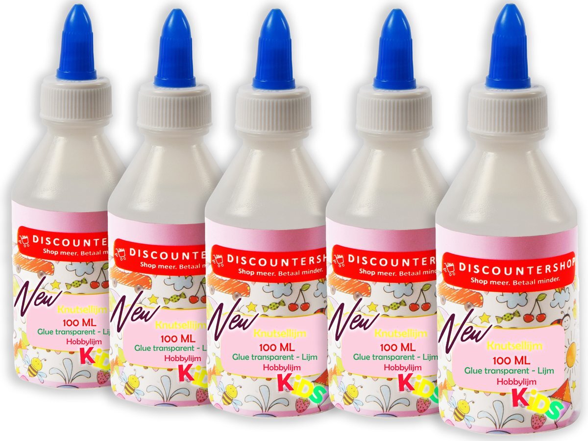 discountershop 5x Knutsellijm 100ml - Knutsellijm - Lijm - All purpose glue - Glue - Kinderlijm - Knutselen - Goedkope knutsellijm