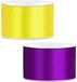 Rubans décoratifs/rubans cadeaux/rubans satinés - Lot de 2 pièces - jaune et violet - 38 mm x 25 mètres