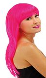 Folat 26701 roze pruik lang haar pony, één maat