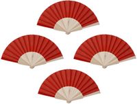 Merkloos Spaanse waaier - 4x - rood - 42 x 23 cm - hout - verkoelend - handwaaier