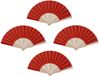 Merkloos Spaanse waaier - 4x - rood - 42 x 23 cm - hout - verkoelend - handwaaier
