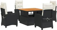 vidaXL 5-delige Tuinset met Kussens Poly Rattan Zwart