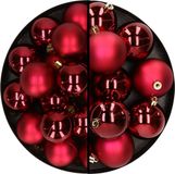 Decoris Kaemingk B.V. 28x Kunststof Kerstballen Donkerrood 4 & 6 cm