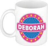 Bellatio Decorations Koffiemok - Beker - Wit/Roze - 300 ml