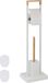 Merkloos Relaxdays Toiletaccessoires Set - Bamboe & RVS - Vrijstaand - Wit/Natuur