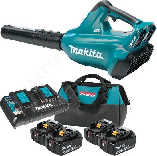 Makita DUB362PT4 36V (2x 18V) Li-Ion accu bladblazer set (4x 5.0Ah accu) - 200 km/h