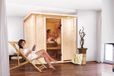 Karibu Daria Sauna avec col de toit porte en verre bronze