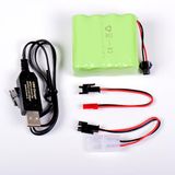AFTERTECH Ni-MH accupack 9,6 V 2400 mAh 58 x 52 x 30 mm met USB-oplaadkabel en SM 2P KET TAMIYA JST E3D2 stekker