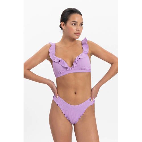 Beachlife Voorgevormde Beugel Bikinitop met Ruches en Textuur - Paars