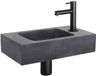 Differnz Lavabo en pierre naturelle Bombai Black - Anthracite - Robinet droit - Noir mat - 40x22x9cm