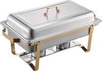 VEVOR Chafing Dish Set Voedselwarmer Roestvrij Staal 7.5L/4L Buffet Goud Rechthoekig 4 Stuks