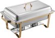 VEVOR Chafing Dish Set Voedselwarmer Roestvrij Staal 7.5L/4L Buffet Goud Rechthoekig 4 Stuks