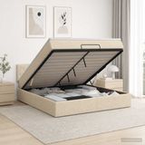 vidaXL Ottoman Bed with Mattress Cream 180 x 200 cm Fabric