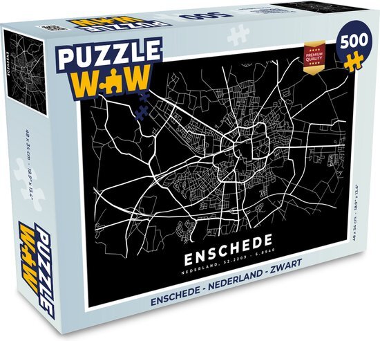 MuchoWow Puzzel Enschede - Nederland - Zwart - Legpuzzel - Puzzel 500 stukjes