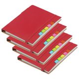 Merkloos Schoolschrift / notitieboekje - 4x - A6 formaat - 70 gelinieerde pagina's - rood - met balpen