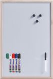 Zeller Magnetisch whiteboard/memobord - met houten rand - 40 x 60 cm - met 4x Power Liner stiften